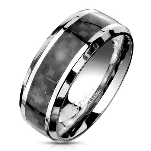 New steel ring with black - new,