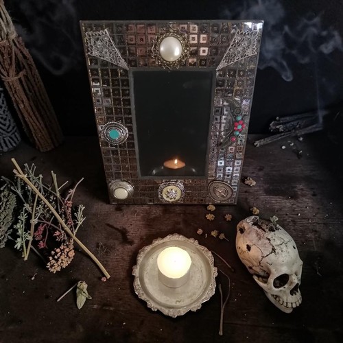 Black scrying mirror - scrying, mirror,