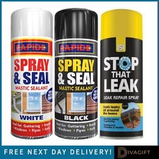 STOP LEAK SPRAY BLACK WHITE WATERPROOF SEALANT MASTIC GUTTER ROOF 300ML 400ML