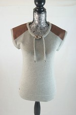 Lacoste Faux Leather Gray Sweater Vest Sz 34/2 $150 SF1144 BNWT 100% Authentic