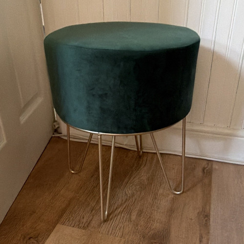 Green velvet round ottoman - velvet,