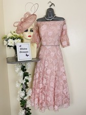 Mother Of Bride Veromia Size 14 Rose Pink Tea Length  Dress & Fascinator