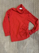 Max Mara Sportmax Red Cashmere Diagonal Cable Knit Jumper/Sweater Size M