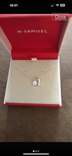 H.Samuel Sterling Silver open heart cubic zirconia pendant necklace 