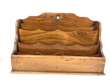 Vintage Victorian Wooden Letter Holder Wall Rack Hanging Wavy Design Gloss