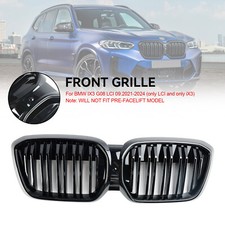 Gloss Black Front Kidney Grill Grille Fit BMW IX3 G08 LCI 2022+ Double Slat AZ