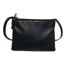 Auth CELINE Trio Large - Black Leather Shoulder Bag