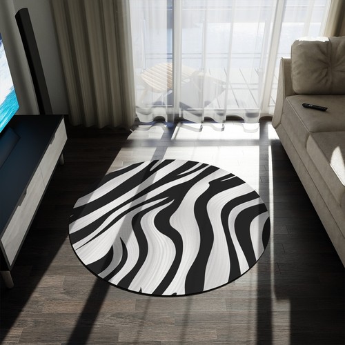 Zebra skin print - round, rug