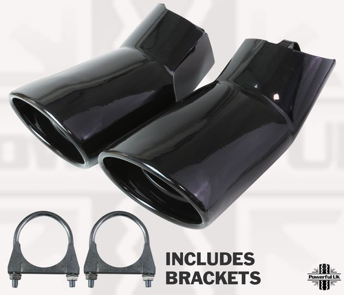 Black exhaust tail pipe tips - black,