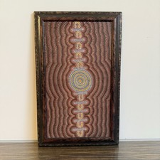 Original Aboriginal Dot Painting Framed Central Circle Dreaming Style Art