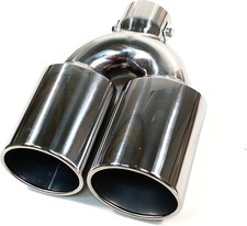 Universal Twin Double Sport Chrome Exhaust Pipe Trim Tip Tail Stianless Steel