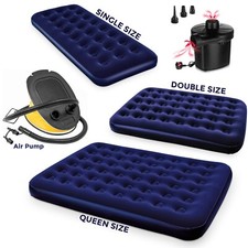 Double Single Airbed Flocked Camping Inflatable Mattress Air Bed Electric Pump