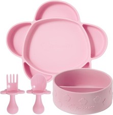 Baby Feeding Set Silicone Section Cloud Section Plate Utensils Blush Pink