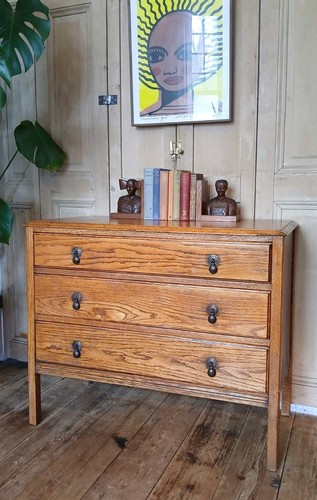 Art deco oak chest drawers - art,