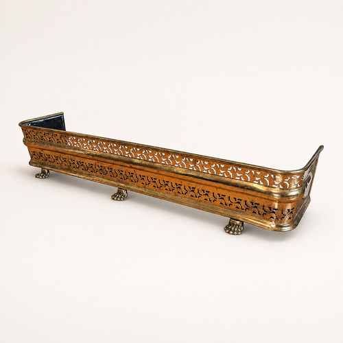 Antique brass fire fender - fire,