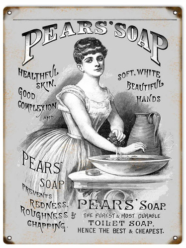 Vintage pear soap - metal, sign