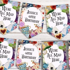 Alice In Wonderland Bunting Hanging Decoration For Party Decor Tea Party