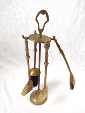 Miniature Fireplace Tool Set Fireside Companion Set Solid Brass Vintage