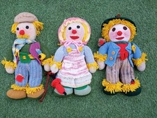 Set Of 3 Jean Greenhowe Hand Knitted Scarecrow Toys