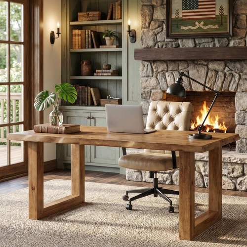 Solid wood executive desk - wood,