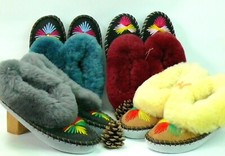 LADIES SLIPPERS GENUINE SHEEPSKIN LEATHER  HANDMADE HAND EMBROIDERED ALL SIZES