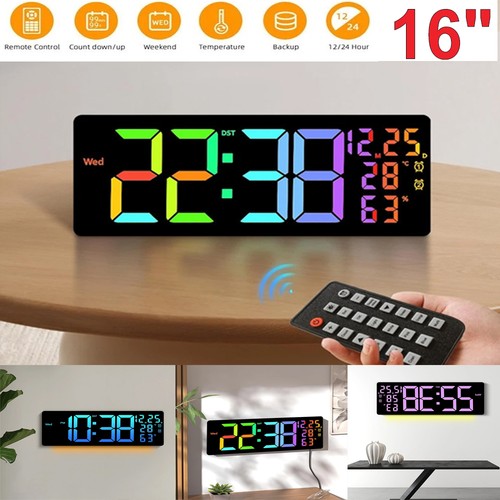 Led wall clock digital - 16",