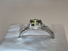 Natural Moldavite Polished S925 Silver Ring Including Setificate
