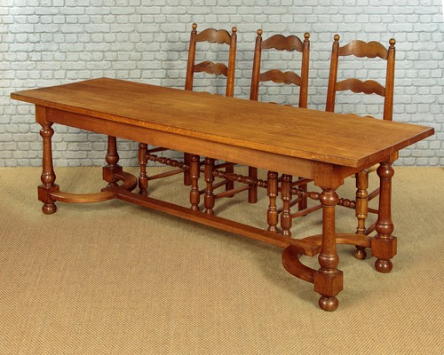 Oak refectory dining - oak, table