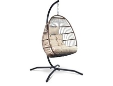 Dellonda Egg Hanging Swing Chair, Wicker Rattan Basket, Steel Frame, Single DG60