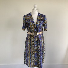 Petite by Norman Linton Dress Size UK 14 Multicoloured Vintage Retro