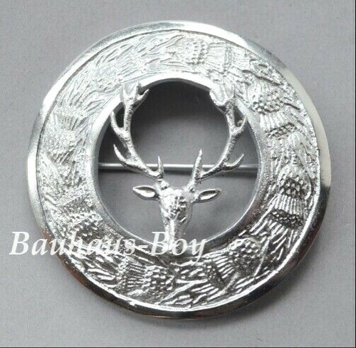 Kilt plaid brooch stag head - kilt,