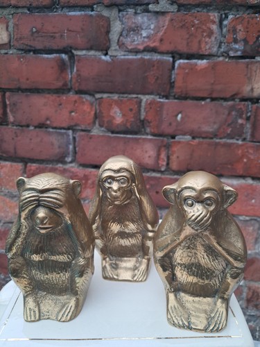 Vintage set three brass wise - three,