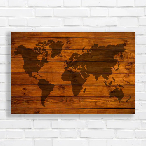Vintage wooden world - wooden, map