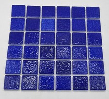 🔵 Cobalt Blue Mosaic Tiles – 25mm Ceramic – 36 Tile Craft Sheet (150×150mm)
