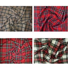 🧵🪡Tartan Check Poly Viscose Fabric–150cm Wide-Dress & Upholstery-Per Metre 🧶