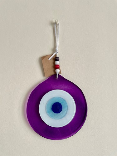 Purple evil eye - fused, glass