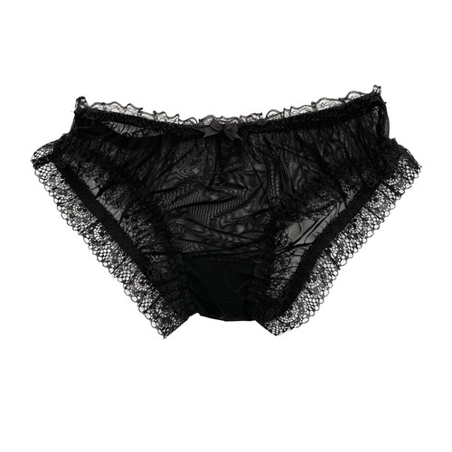 Black soft nylon sissy sheer - black,