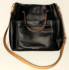 Handbag RJR John Rocha Black Medium Size Tan Top Handles Plus Shoulder Strap