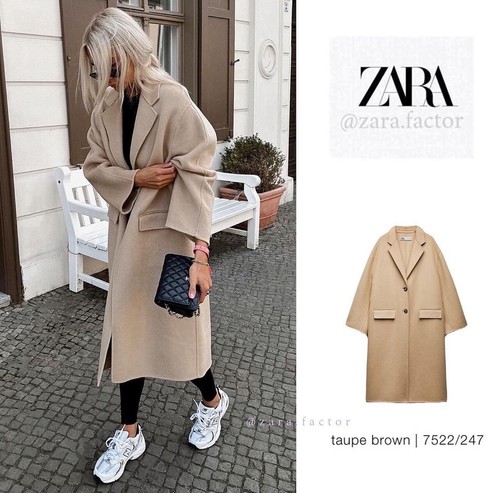 Zara camel double - camel, wool