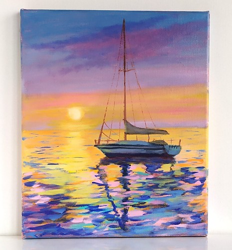 Yacht original oil painting - original, on