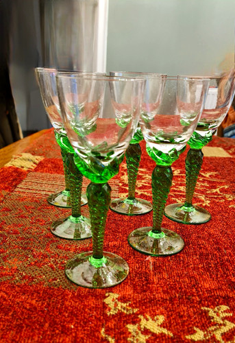 Bohemia glass green stem - stem, wine