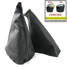 SET RENAULT LAGUNA MK2 2001-04 LEATHER GEAR HANDBRAKE + KNOB COVER 6 SPEED