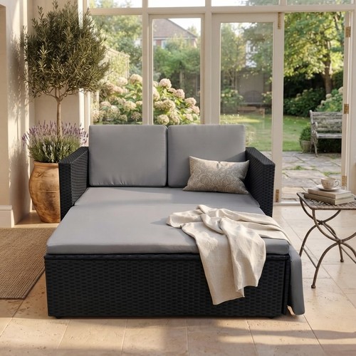 Elegant love bed rattan - bed, garden