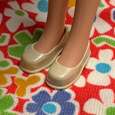 Vintage Sindy Doll Shoes Cream Beige Pair Accessory 1970’s Pedigree Toys