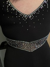 Latin dance dress, size 12. Black with crystal detail.  Excellent condition.