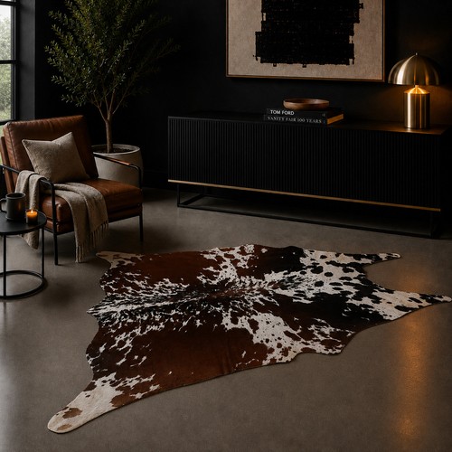 Genuine brown white cowhide - genuine,