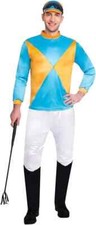amscan Adult Mens Blue And Yellow Jockey Fancy Dress Costume xl
