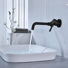 360° Brass Wall Mounted Swivel Spout Sink Faucet Basin Mixer Taps Brushed UK