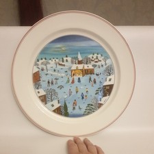 Villeroy & Boch Naif Christmas Large Plate 31cm Porcelain Winter Scene Laplau