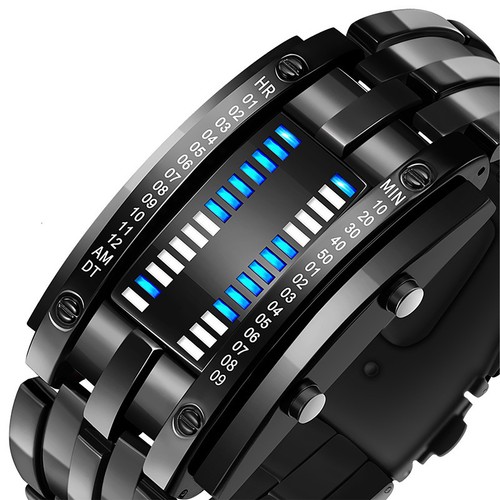 Binary blue led digital watch - binary,